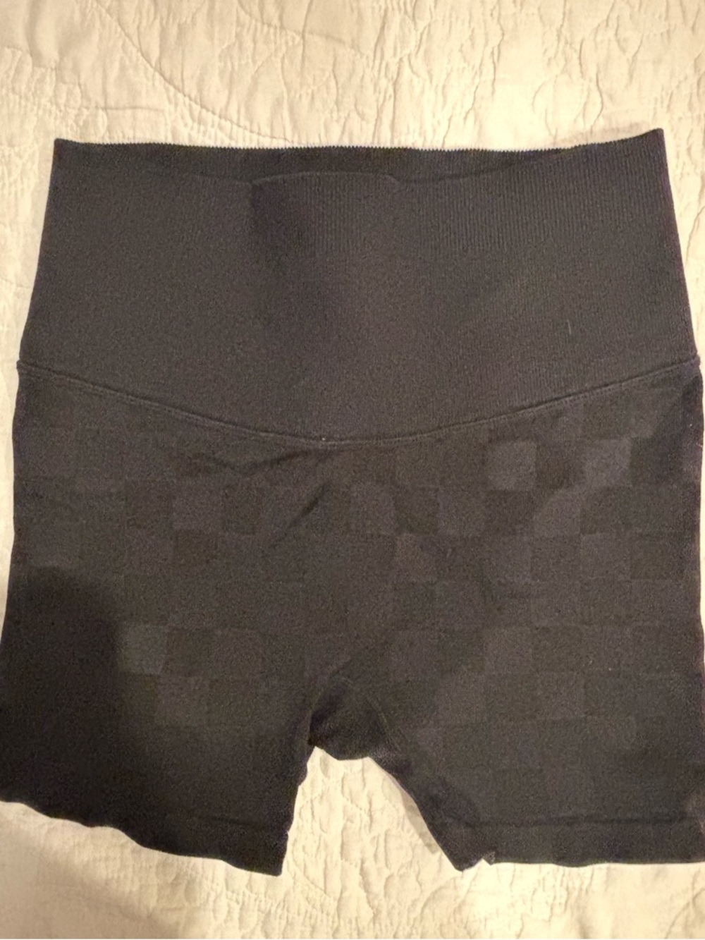 JoyLab Black High-Waist Checker Texture Shorts